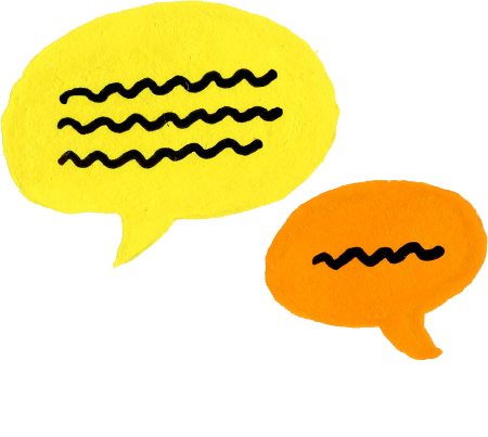 Illustration drawing of two speech bubbles.